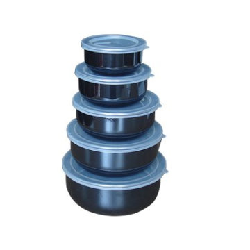 5pcs enamel mixing bowl sets with plastic lid